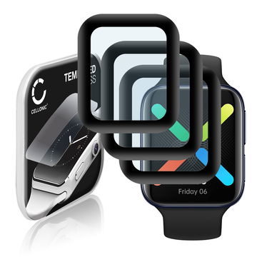 3x Protector de pantalla para smartwatch Oppo Watch - 46mm de CELLONIC - Tempered Glass (Calidad HD / 3D Full Cover / 0,33mm / 9H), Screen protector, Cristal templado