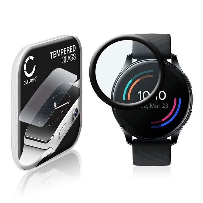 Protector de pantalla para smartwatch OnePlus Watch de CELLONIC - Tempered Glass (Calidad HD / 3D Full Cover / 0,33mm / 9H), Screen protector, Cristal templado