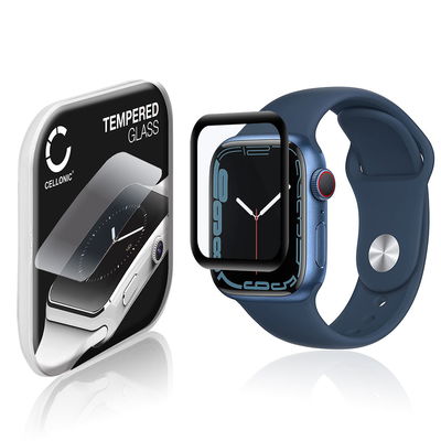 CELLONIC Screen Protector for Apple Watch 8 / 7 - 41mm Fitness Tracker Smart Watch Face Protector - 3D Full Cover 0,33mm Full Glue 9H Tempered Glass Display Cover Crystal Clear
