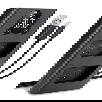 Cargador doble USB (BCN-1) para Olympus OM-D E-M1 OM-D E-M5 Mark II Pen E-P5 Pen-F + 1m + Cable USB de CELLONIC