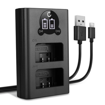 Cargador doble USB (EN-EL25) para Nikon Z fc, Z 50, Z 30 + 1m + Cable USB de CELLONIC