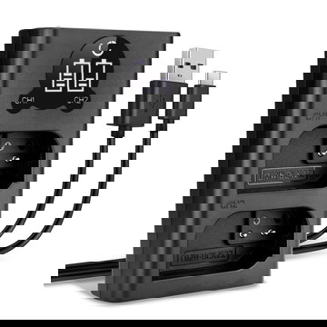 Cargador doble USB (DMW-BLK22) para Panasonic Lumix DC-GH5 II DC-GH6 DC-S5 G9 GH5S + 1m + Cable USB de CELLONIC