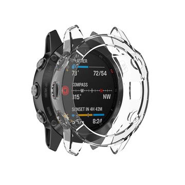 subtel Funda smartwatch para Garmin Fenix 6 / Fenix 6 Pro / Fenix 6 Solar - 47mm, Funda de TPU para relojes inteligentes - Funda protectora en Transparente Back Cover Bumper Case Shockproof