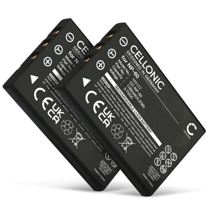 2x Batería para cámaras JAY-tech JayCam CX330 Jay Media JayCam DXC11 i430 i6628 1180mAh 3.6V - 3.7V de CELLONIC