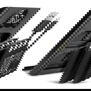 2x Batería para cámaras - DMW-BLK22 2250mAh + Cargador Doble DMW-BTC15 Batería de repuesto