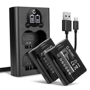2x Batería para cámaras - NP W235 2250mAh + Cargador Doble NP W235 Batería de repuesto