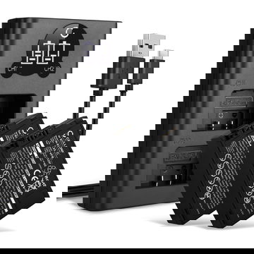 2x Bateria Nikon EN-EL25, VFB12502 1280mAh - + Cargador Doble MH-32, Batería recargable para camaras Nikon Z fc / Z 50 / Z 30