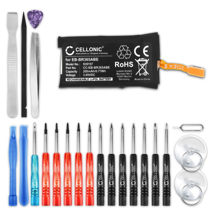 Batería para Samsung Gear Fit 2 Pro (SM-R365), EB-BR365ABE de CELLONIC®], 200mAh, Litio Polímero