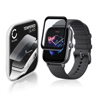 Protector de pantalla para smartwatch Amazfit GTS 3 de CELLONIC - Tempered Glass (Calidad HD / 3D Full Cover / 0,33mm / 9H), Screen protector, Cristal templado