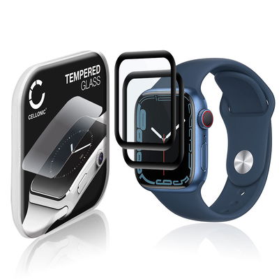 2x Protector de pantalla para smartwatch Apple Watch 8 / 7 - 41mm de CELLONIC - Tempered Glass (Calidad HD / 3D Full Cover / 0,33mm / 9H), Screen protector, Cristal templado