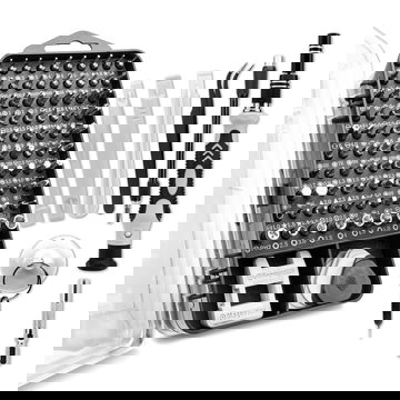 Juego de herramientas con estuche de plástico, Herramientas de precisión para reparación y mantenimiento de aparatos - Incluye portabrocas y brocas Torx, Inbus y Phillips - Kit de reparación