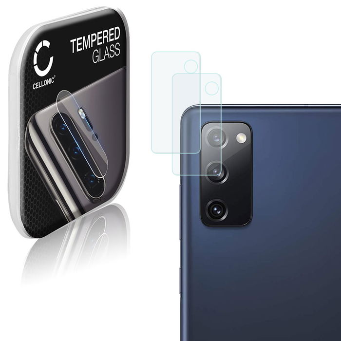 2x CELLONIC Protector de cámara para smartphones Samsung Galaxy S20 FE (SM-G781) Protector de objetivo - Protector cámara móvil Transparente 0,33mm Full Glue - Película protectora de 9H, Camera Protector Glass