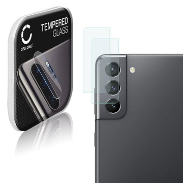 2x CELLONIC Protector de cámara para smartphones Samsung Galaxy S21 (SM-G991) Protector de objetivo - Protector cámara móvil Transparente 0,33mm Full Glue - Película protectora de 9H, Camera Protector Glass