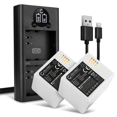 2x Batería para camaras de vigilancia Arlo Pro 2, Arlo Pro 1 - Batería Arlo A-1, A-1B 2000mAh + Cargador Doble Cable de carga