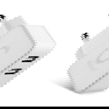 Cargador rápido USB blanco para móvil, tablet, altavoces o power bank 17W - 3.4A, Adaptador de corriente USB