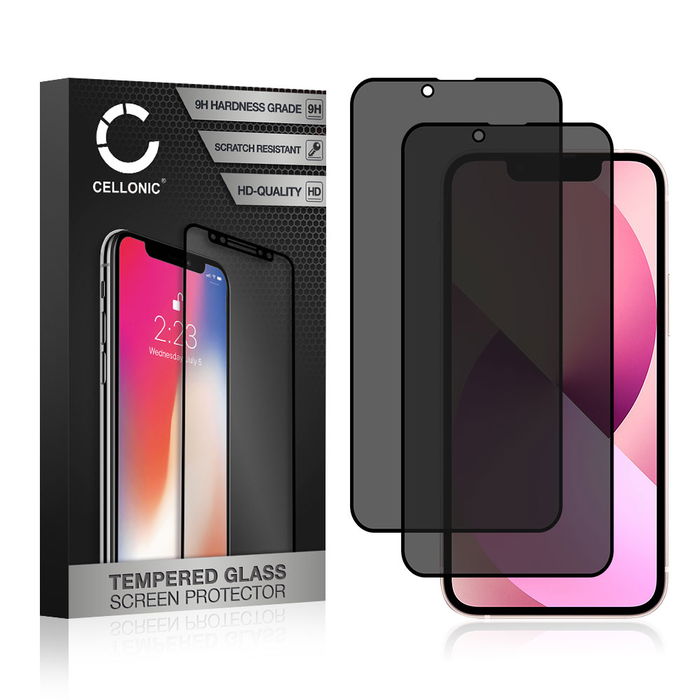 2x Protector pantalla móvil Apple iPhone 13 mini autoadhesivo de CELLONIC - Screen protector, (Calidad HD / Privacy Filter / 0,33mm / 9H)