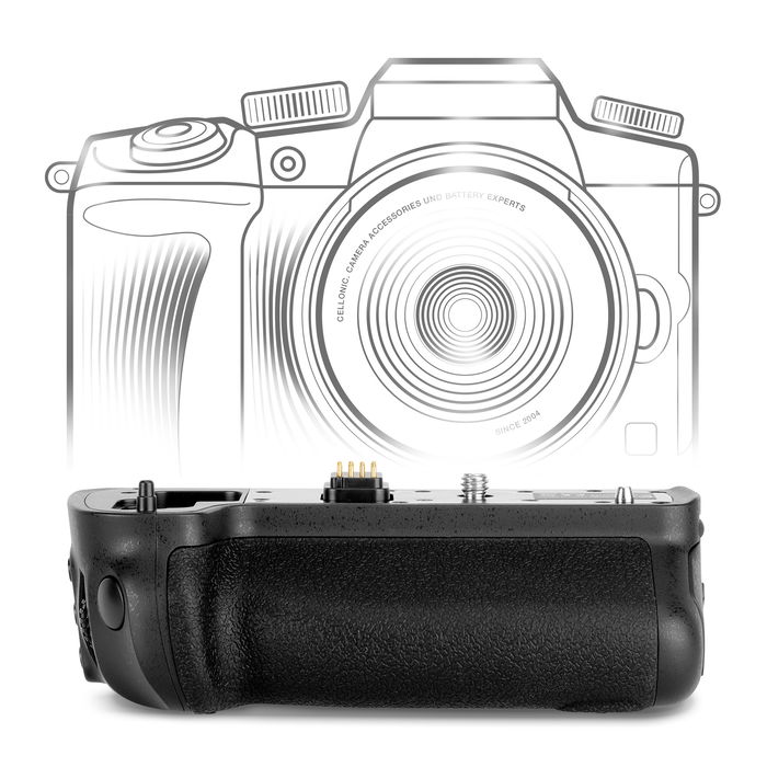 Grip Baterìa para cámaras Panasonic Lumix DMC-GH4 con compartimento para baterías DMW-BLF19 - Empuñadura cámaras vertical