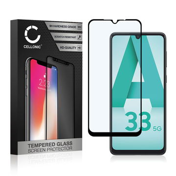 Protector pantalla móvil Samsung Galaxy A33 (SM-A336) autoadhesivo de CELLONIC - Screen protector, (Calidad HD / 3D Case-friendly / 0,33mm / 9H)