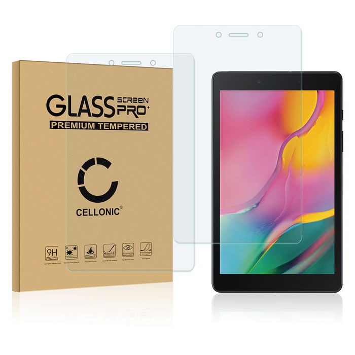 2x Protector de pantalla tablet Samsung Galaxy Tab A 8.0 (2019) SM-T290 de CELLONIC - (Calidad HD / 2.5D / 0,33mm / 9H), Tablet Screen protector, Tempered glass, Cristal templado