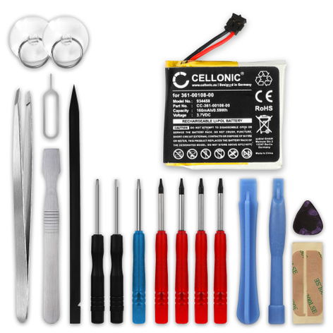 1x Batería para Garmin vivoactive 3 361-00108-00 (160mAh, 3.7V) + Juego de herramientas 17pzas de CELLONIC