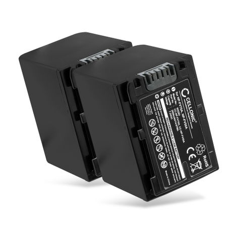 2x Batería para Cámaras Sony AX53 4K HANDYCAM FDR-AX53; DCR-PJ5; DCR-SR15 NP-FV100A NP-FV70A NP-FV90A NP-FV50A (2050mAh, 7.2V) de CELLONIC
