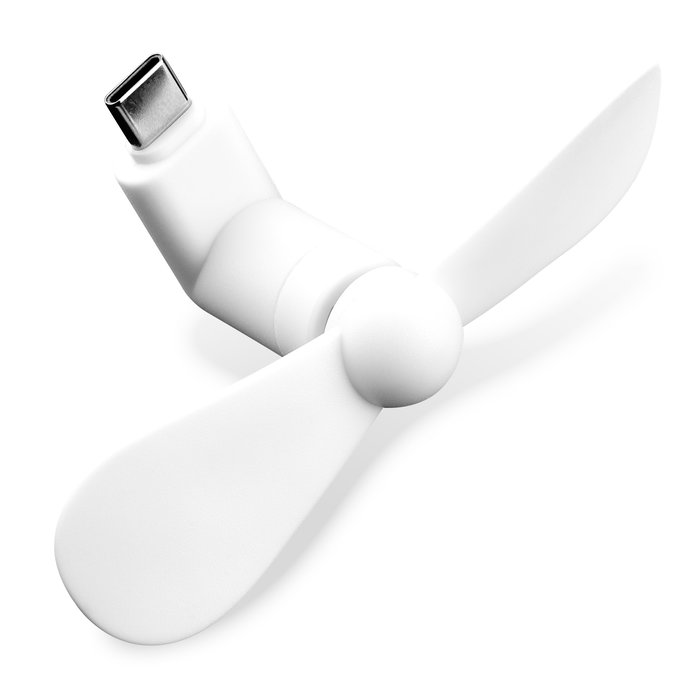 CELLONIC Miniventilador USB C para - Ventilador USB blanco con conector tipo C de TPE, ventilador portátil ligero de diseño funcional
