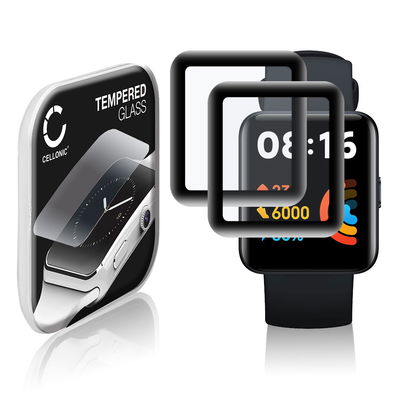 2x Protector de pantalla para smartwatch Xiaomi Redmi Watch 2 Lite de CELLONIC - Tempered Glass (Calidad HD / 3D Full Cover / 0,33mm / 9H), Screen protector, Cristal templado