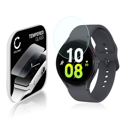 Protector de pantalla para smartwatch Samsung Galaxy Watch 5 - 44mm de CELLONIC - Tempered Glass (Calidad HD / 2.5D / 0,30mm / 9H), Screen protector, Cristal templado