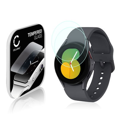 2x Protector de pantalla para smartwatch Samsung Galaxy Watch 5 - 40mm de CELLONIC - Tempered Glass (Calidad HD / 2.5D / 0,30mm / 9H), Screen protector, Cristal templado