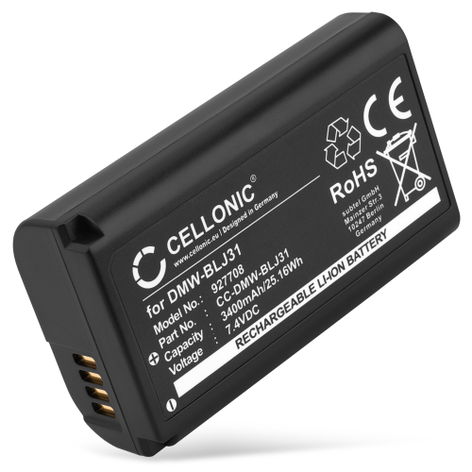Battery for Panasonic Lumix DC-S1 Lumix DC-S1H Lumix DC-S1R Lumix S1 Lumix S1H Lumix S1R DMW-BLJ31 (3400mAh, 7.4V) from CELLONIC