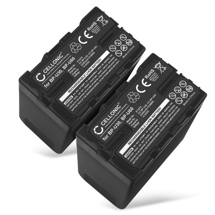 2x Sony BP-U70 Batería BP-U30 BP-U35 BP-U60 BP-U70 BP-U90 de Cellonic®], 5200mAh, Ion de litio