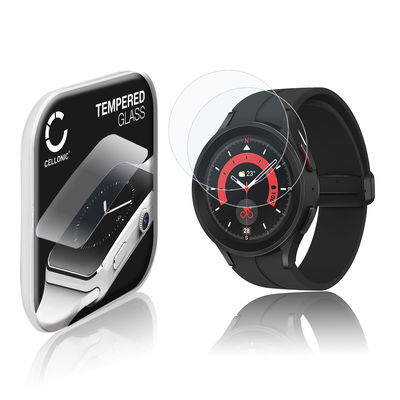 2x Protector de pantalla para smartwatch Samsung Galaxy Watch 5 Pro de CELLONIC - Tempered Glass (Calidad HD / 2.5D / 0,30mm / 9H), Screen protector, Cristal templado
