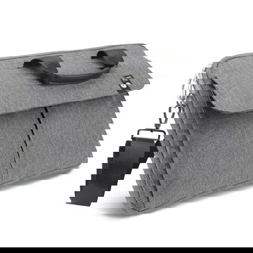 Laptop Bag with Shoulder Strap – 14.1”-15.4” Universal Protective Multi-Compartment Laptop Briefcase Carry Bag for Work, School, Office, Travel – Grey