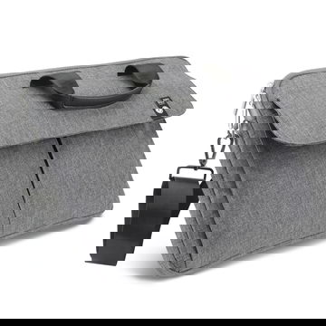 Maletín ordenador portátil de Poliéster en gris con asas y bandolera - Funda portátil de CELLONIC para ordenadores portátiles de 14.1" a 15.1" con bolsillos para accesorios