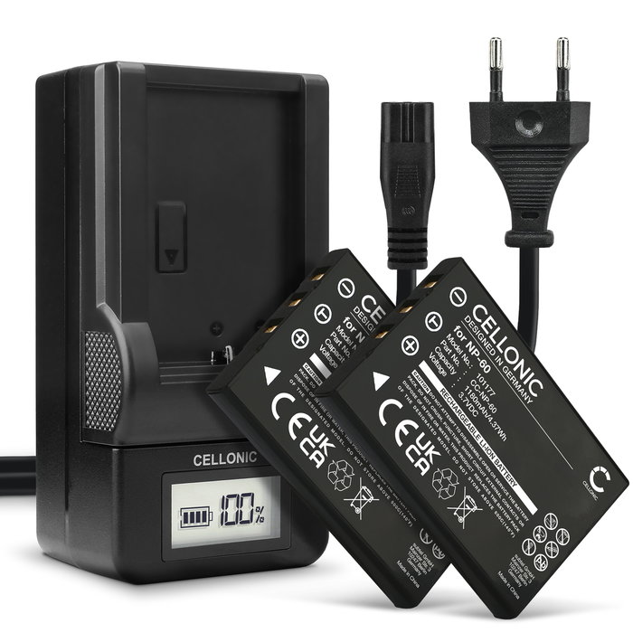 2x Fuji FinePix M603 Batería 1180mAh 3.6V - 3.7V + Cargador de Cellonic