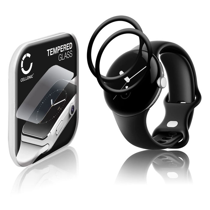 2x Protector de pantalla para smartwatch Google Pixel Watch de CELLONIC - Tempered Glass (Calidad HD / 3D Full Cover / 0,33mm / 9H), Screen protector, Cristal templado