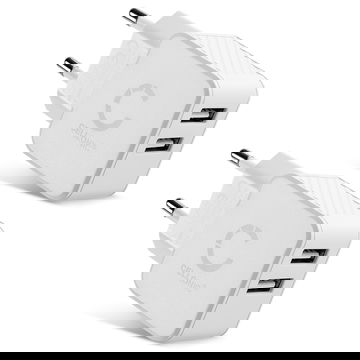 2x Cargador USB de pared para 5V / 1A, 1000mA con 17W - 3.4A, Adaptador enchufe USB, Estación de carga USB