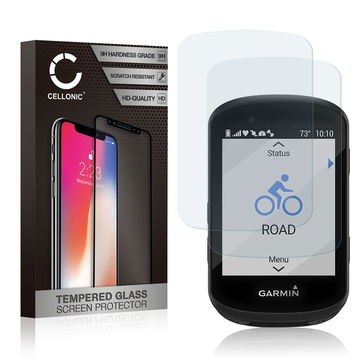 2x CELLONIC GPS Screen Protector for Garmin Edge 540 / Edge 840 SatNav Sat Nav Screen Cover Film - 2.5D 0,30mm Full Glue 9H Tempered Glass Display Guard Crystal Clear