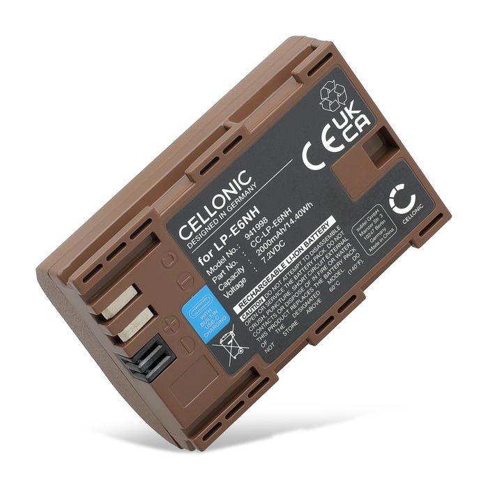 Batería LP-E6 con Type-C input para Canon EOS 80D, 70D, 60D, 7D, 6D, 5DS, EOS 5D Mark IV, III, II 2000mAh de CELLONIC