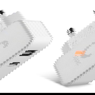 CELLONIC Cargador universal con puertos USB C y USB A - Adaptador de corriente USB C de 20W + USB QC3.0 para iPhone, Samsung, iPad, Huawei, Tablet, Switch, PSP, GPS y mucho más - blanco