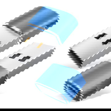 2x USB A USB C Carga Rápida y Transmisión de Datos Inmediata - Pack 2x Adaptador USB tipo C hembra a USB macho para iPhone, iPad, Huawei, Switch, Galaxy y muchos más - Azul