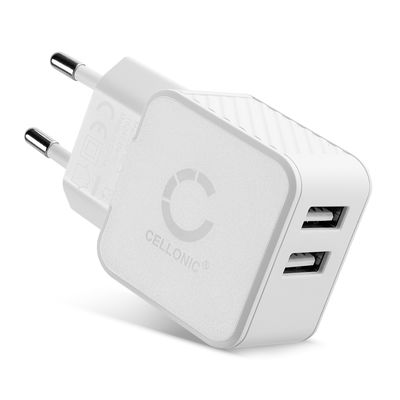 Cargador de compartimento USB 2 de carga rápida: Adaptador de carga paraiPhone 15, iPhone 14, Samsung 23, Huawei, Xiaomi, móvil, smartphone, tablet, altavoces, auriculares y más - con 3.4A 17W