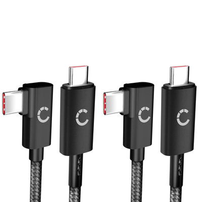 USB C a USB C 100W Cable (2 Pieza) L Shape Ángulo recto 1m Nylon Cable de carga de datos USB 3.1 10 Gbps 8K para teléfono móvil, tableta, smartwatch, GPS, altavoz y mucho más.