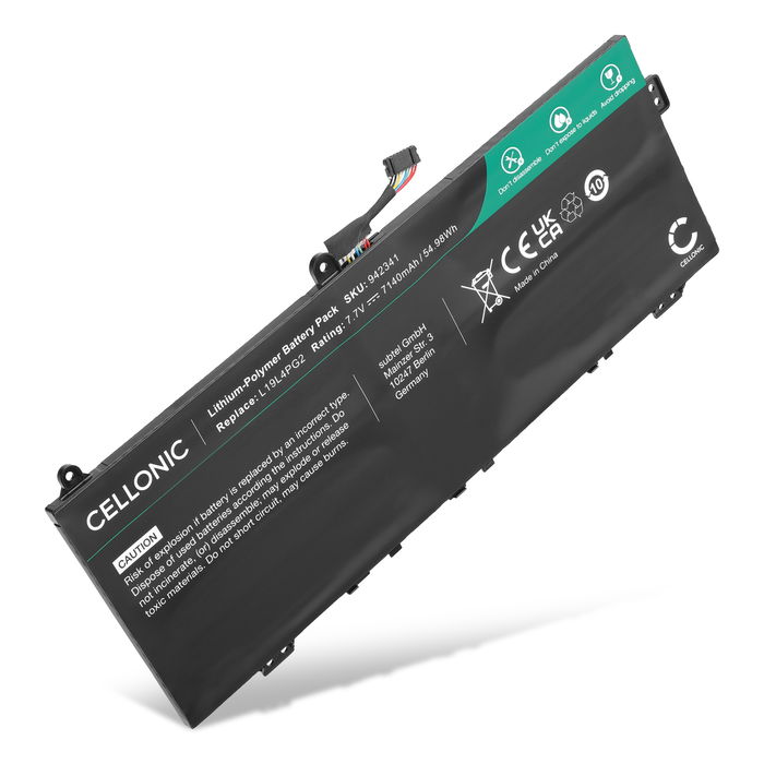 Batería Lenovo para ordenador portátil Lenovo Flex 5 CB-13IML05, IdeaPad Flex 5 1470, Flex 5 1570, L19M4PG2 7140mAh 7.7V  de CELLONIC