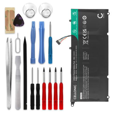 Batería Dell para ordenador portátil Dell XPS 13 9350, XPS 13 9343, XPS 13D-9343 + Werkzeug-Set 6100mAh 7.6V + Juego de herramientas de CELLONIC