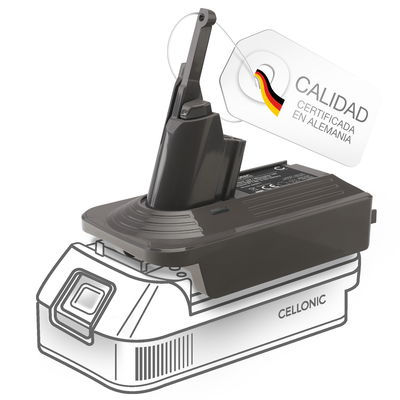 Adaptador de batería DeWalt 18V / 20V o Milwaukee 18V a Dyson V7 y Dyson V8 - Conversor de baterías para aspiradoras inalámbricas Dyson de CELLONIC
