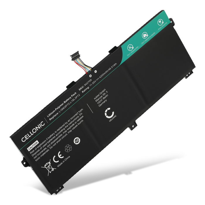 Batería HP para ordenador portátil Lenovo ThinkPad X13 Yoga, X390 Yoga, Lenovo 5B10W13927, 5B10W13928, L18L3P72 4200mAh 11.55V  de CELLONIC