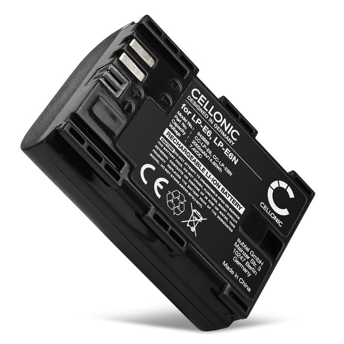 Battery LP-E6P for Canon EOS 80D, 70D, 60D, 7D, 6D, 5DS, EOS 5D Mark IV, III, II, R5 Mark II 2000mAh from CELLONIC