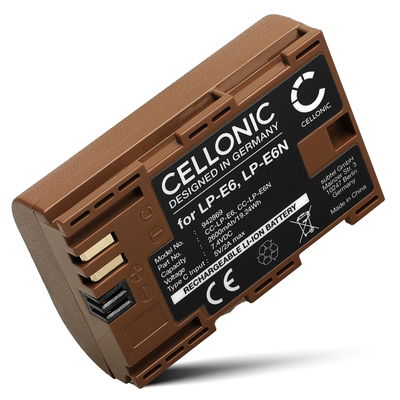 Battery for Canon EOS 80D, 70D, 60D, 7D, 6D, 5DS, EOS 5D Mark IV, III, II TLP-E6P (2600mAh, 7.4V) from CELLONIC