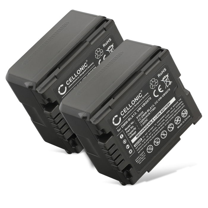 2x Batería para Panasonic HDC-SD100, HDC-SD10, -SD707, -SD600, HDC-TM700, Lumix DMC-L10 1320mAh de CELLONIC